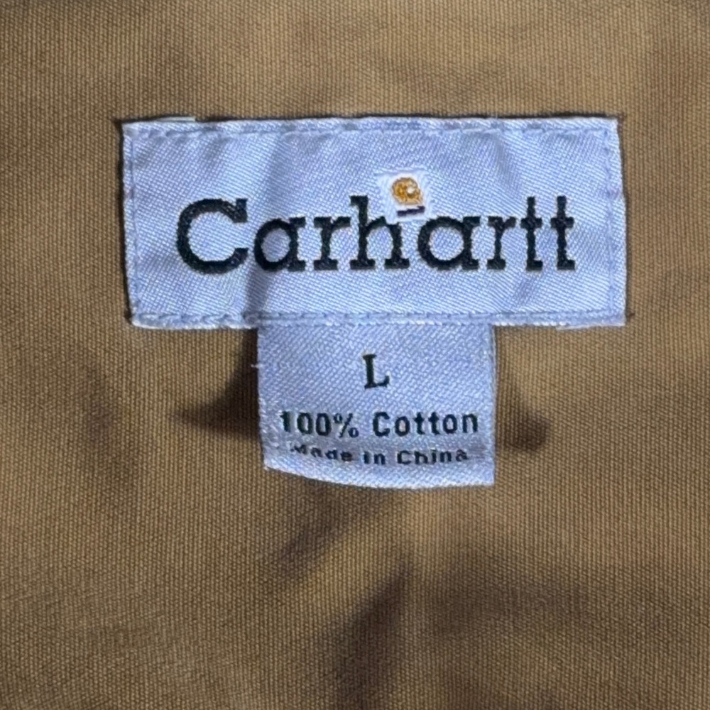 Vintage Carhartt Long Sleeve Cotton Canvas Work Shirt Brown Men's Large - Picture 6 of 11
